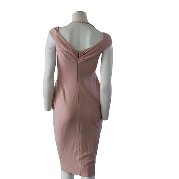 Nookie Athena Off Shoulder Halter Midi Dress Blush Pink Size Large - Picture 10 of 14